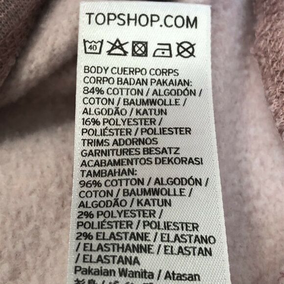 Topshop Womens Sweatshirt Sz 6 Heather Pink Crew Neck Sweatshirt Raglan Sleeve - Picture 4 of 5